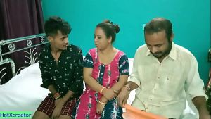 Indian aunty hot threesome sex at home! with hindi clear audio