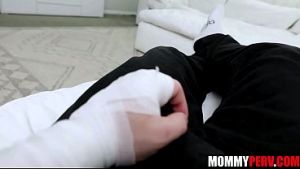 Stepmom Taking Care Of Injured Stepson’s Cock