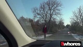 Peter Stallion picks up Vitoria Vontese for bareback anal car sex at Swhores